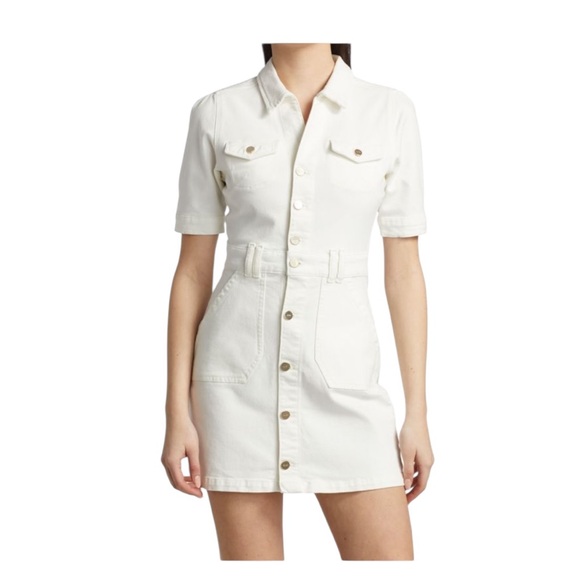 Paige Mayslie White Denim Mini Dress